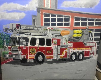 Fire truck painting | Etsy