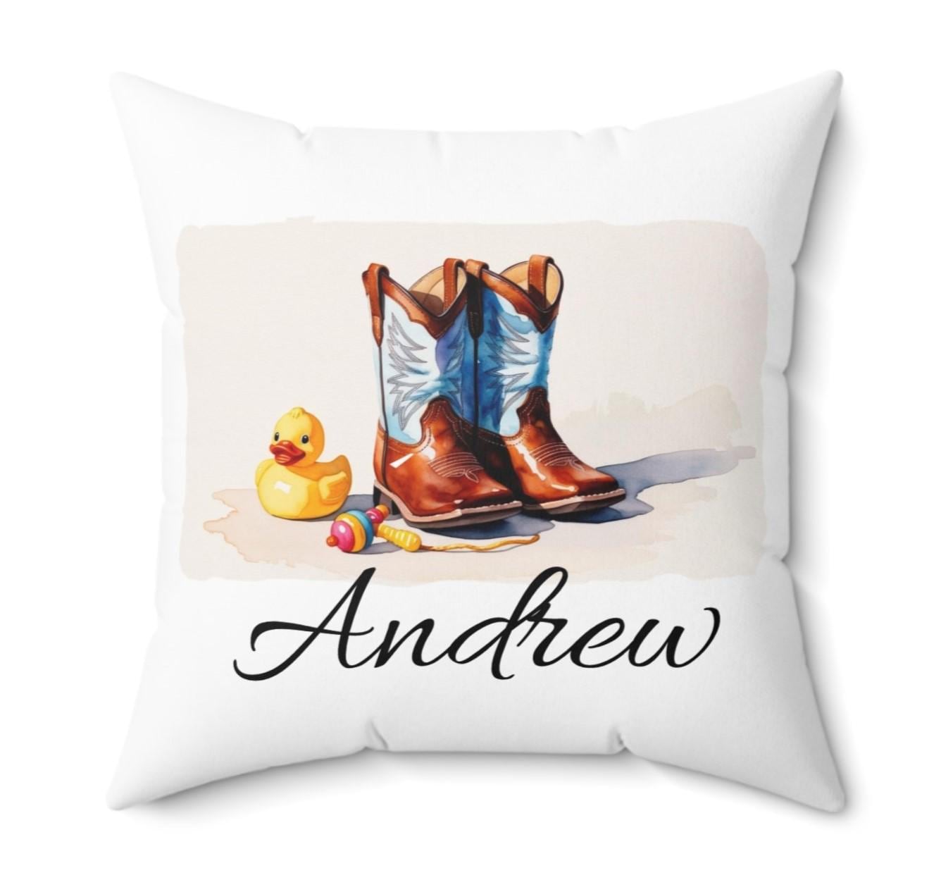 Personalized Baby Boots Spun Polyester Square Pillow