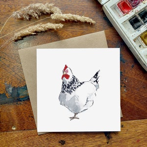 Poulet - Carte de poule - Carte Blanche - Carte de voeux