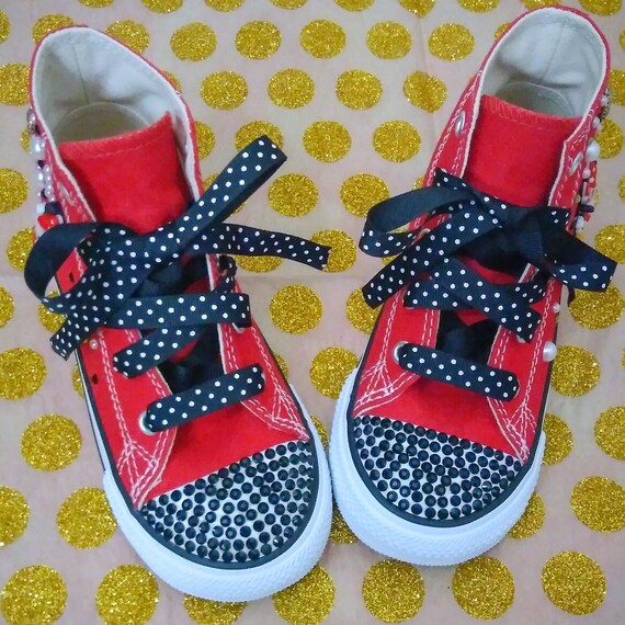 Minnie Mouse Converse Chuck Taylor All Star Kids Custom Disney Character Kicks Sneakers Bling Rhinestones girls Minnie Mouse Converse Chuck Taylor All Star Kids Custom Disney Character Kicks Sneakers Bling Rhinestones girls