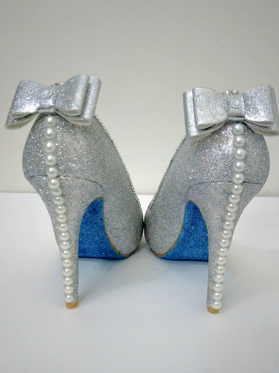 silver shoes with bling