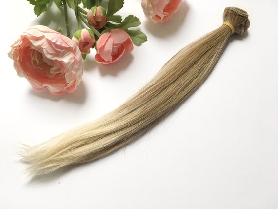 Dolls Hair Straight Hair 25 Cm Long Dark Blond Blonde Ombre Balayage