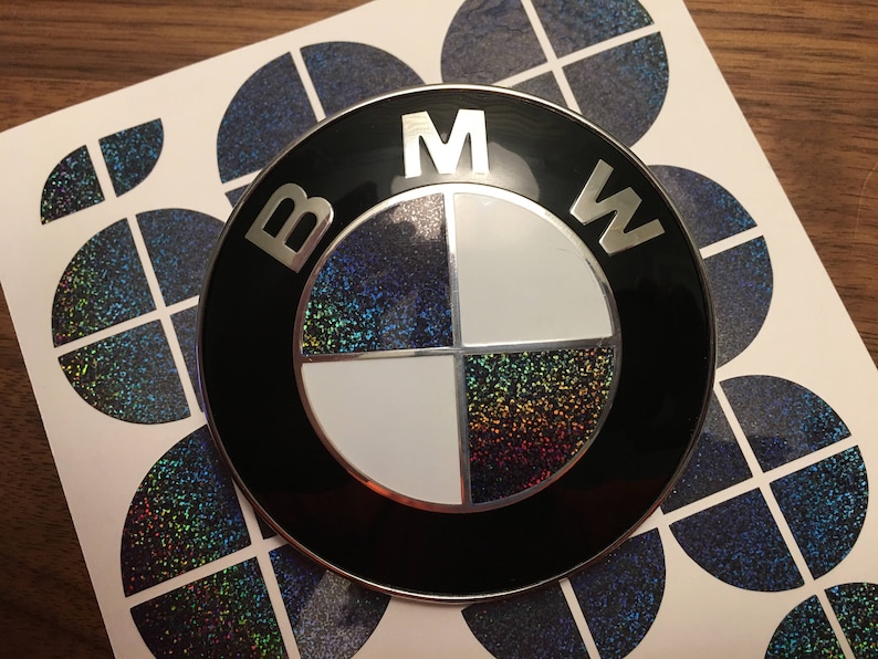 ORANGE HOLOGRAPHIC Complete Set of Vinyl Sticker Overlay All BMW Emblems