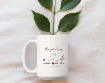 Personalized Mr Mrs Wedding Mug, Custom Wedding Gift, Newlywed Gift, Initial Engagement Gift, Bride and Groom Mug, Custom Bridal Shower Gift