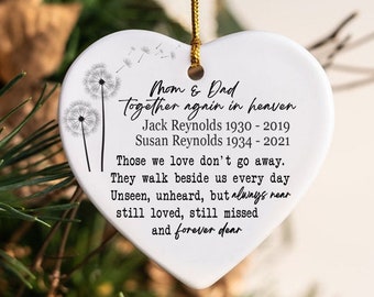 My mom and dad together again in heaven, parents memorial ornament, Mother Father remembrance, Mom grief gift, Parents grief sympathy,H2