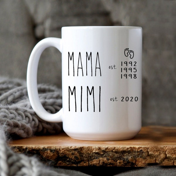 Mama zu Mimi, personalisierte Mimi-Tasse, neue Mimi Abuelita Geschenk, Geschenk für erste Zeit Mimi, Mimi to be, Schwangerschaftansage, Baby offenbaren, G6