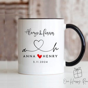 Personalized Mr Mrs Wedding Mug, Custom Wedding Gift, Newlywed Gift, Initial Engagement Gift, Bride and Groom Mug, Custom Bridal Shower Gift image 3