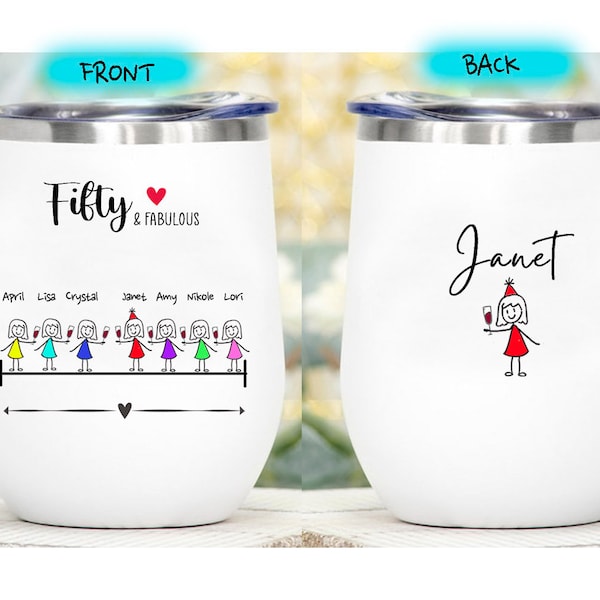 50th Birthday Wine Tumbler,  Funny birthday gift idea for sisters/friends, Best friend birthday gift, Besties Wine tumbler, Friendship gift