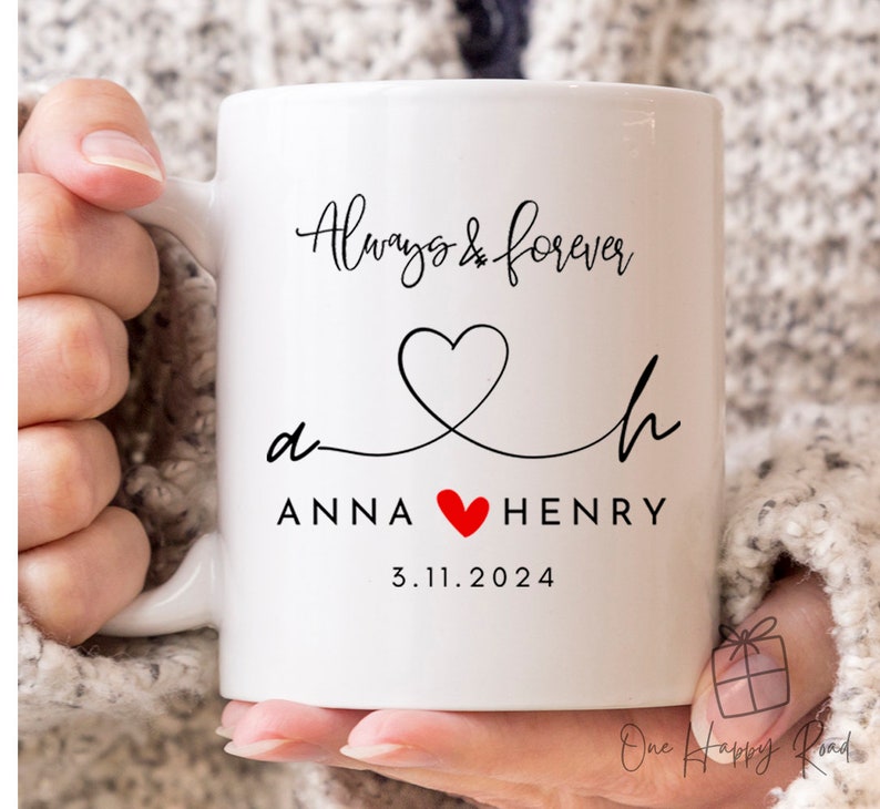 Personalized Mr Mrs Wedding Mug, Custom Wedding Gift, Newlywed Gift, Initial Engagement Gift, Bride and Groom Mug, Custom Bridal Shower Gift image 4