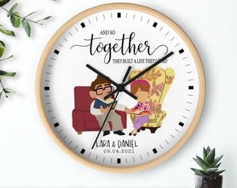 Couples bedroom clock, Wife husband birthday gift, Couples love gift, Up Ellie and Carl, Girlfriend Anniversary gift, Custom Clock name date