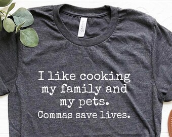 Commas Save Lives, English Teacher Shirt, English Teacher Gift for English Teachers, Grammar Police Tee, Teacher Shirt, Funny Grammar Shirt