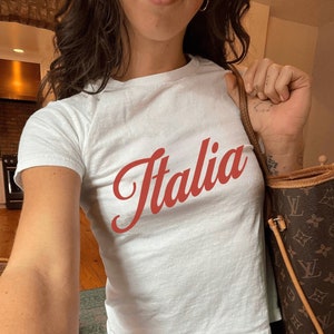 Italia Shirt, 90&#39;s Baby Tee, Y2K Baby tshirt, Italia Top, Italy Baby Tee, Italian Italia tshirt Aesthetic Crop Top Gen Z Gifts Travel Outfit