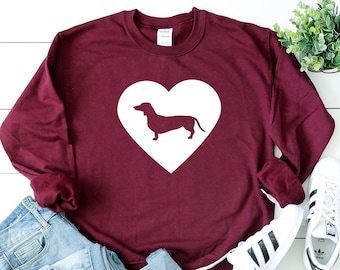Dachshund Heart Sweatshirt, Dachshund Sweatshirt, Dachshund Mom Gift, Dachshund Mama, Daschund Gift, Dog Lover, Weiner Dog Gifts, Doxie mom