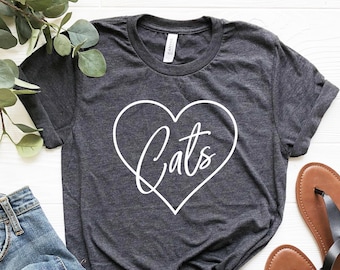 Cat Shirt Women, Cat Heart Shirt, Cat Mom, Cat lady, Gift for Cat lover shirt, Funny Cat Shirt, cat lover gift, cat mama, Cat owner gift