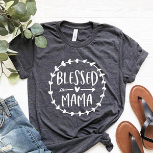 Blessed Mama Shirt, Blessed Mom Tshirt, Mommy shirts, Motherhood T-shirt, Twin Mom Gifts, Funny Mom Gift for mom, New Mom to be Tee Women image 1