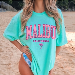 Malibu California Shirt, Distressed Vintage Style Tshirt, Malibu Tee, California Shirt, Beach Shirt, Summer, College Varsity Comfort Colors®