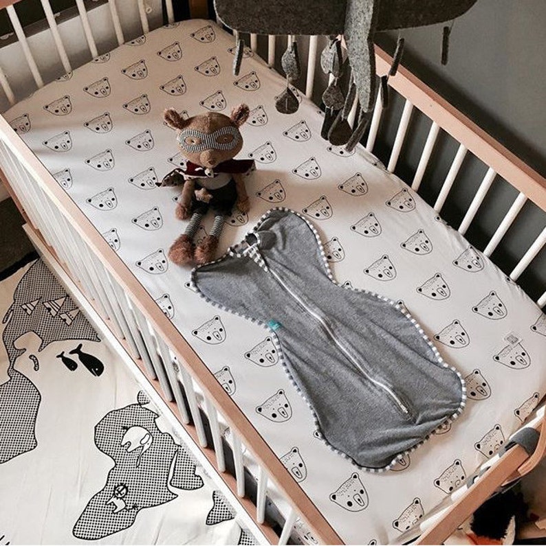 Monochrome Baby cot bedding Children's Bedding. Black and Etsy
