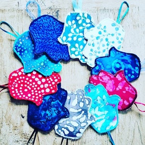 Hamsa -  small blue and white batik hamsa