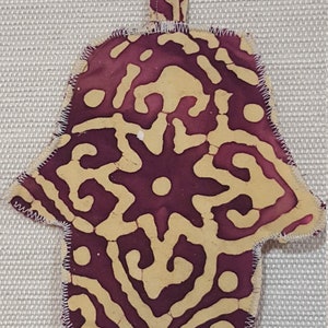 hamsa - small  batik fabric wall hanging
