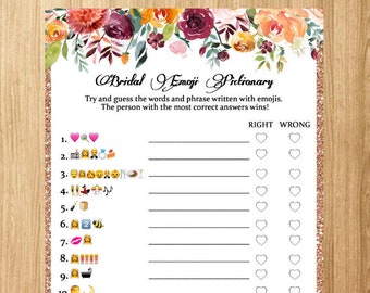 Emoji Pictionary Bridal Shower Game Wedding Emoji Pictionary Game Printable Wedding Shower Games Bridal Shower Game Pictionary Emoji Game