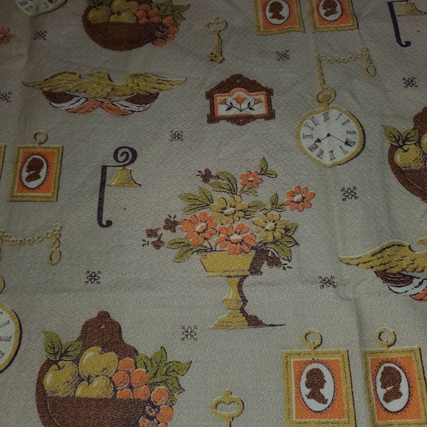 Vintage cotton kitchen curtain - bistro style, one panel, repurpose or use