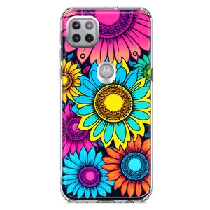 For Motorola One 5G Ace Vintage Colorful Abstract Sunflowers Floral Double Layer Phone Case Cover