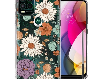 For Motorola Moto G Stylus 5G Feminine Classy Flowers Fall Toned Floral Wallpaper Style Double Layer Phone Case Cover