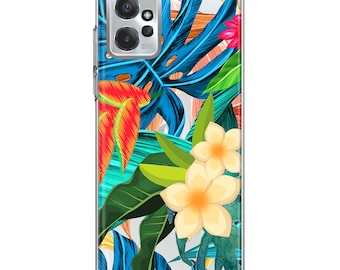 For Motorola Moto G 5G G Power 2023 Blue Monstera Pothos Tropical Floral Summer Flowers Design Hybrid Protective Phone Case Cover