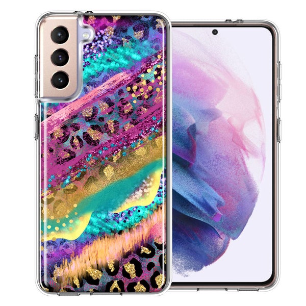 For Samsung Galaxy S21 Plus Leopard Paint Colorful Beautiful Abstract Milkyway Double Layer Phone Case Cover