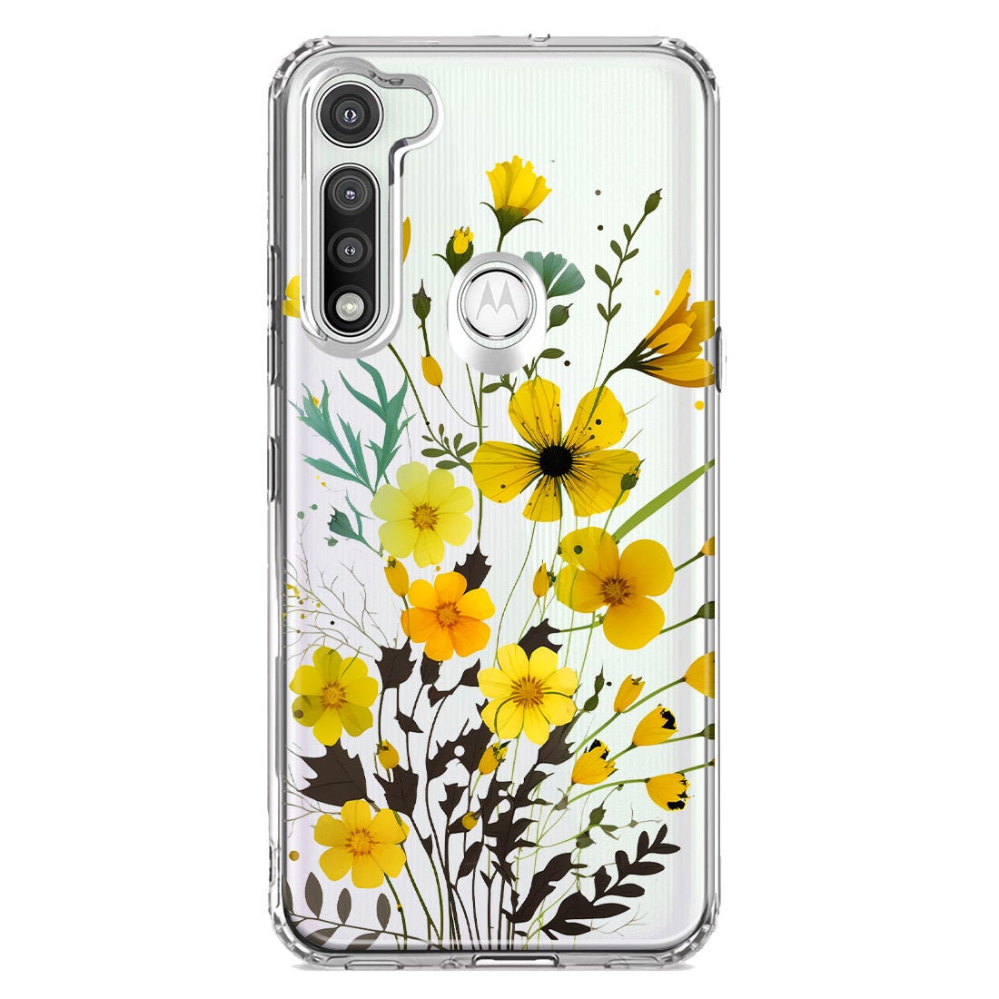 For Motorola Moto G Fast Yellow Summer Flowers Floral Hybrid Protective ...