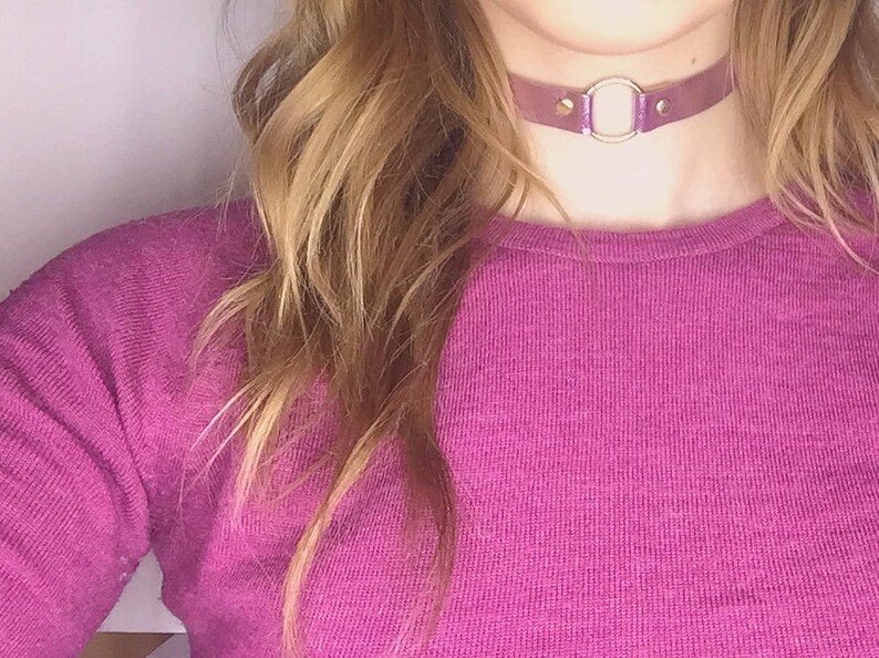 Leather Necklace Leather O-ring choker Charm choker