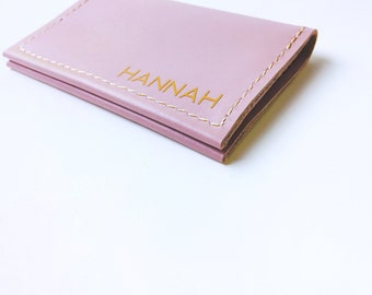 Personalized Leather Card Holder / Monogrammed Card Case / Custom Leather Business Card Holder