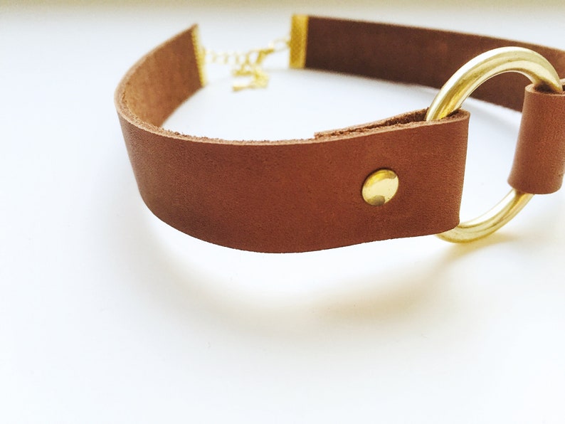 Leather Necklace Leather O-ring choker Charm choker