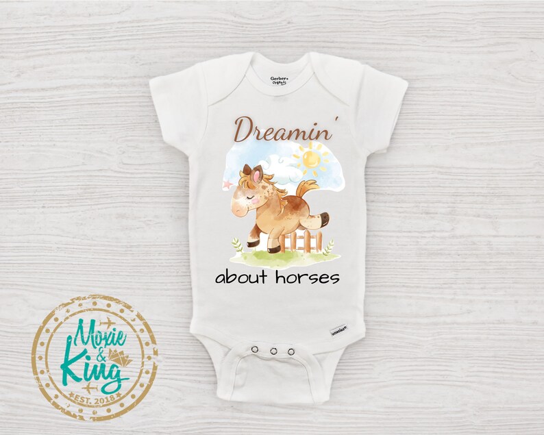 Horse Baby Onesie Dreamin' about horses Equestrian Baby Etsy