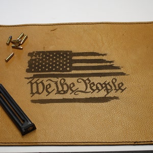 Handmade double sided leather pistol mats