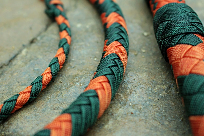 6/' Bullwhip 06 Feet 16 Plait Nylon Paracord Orange and Emerald Green