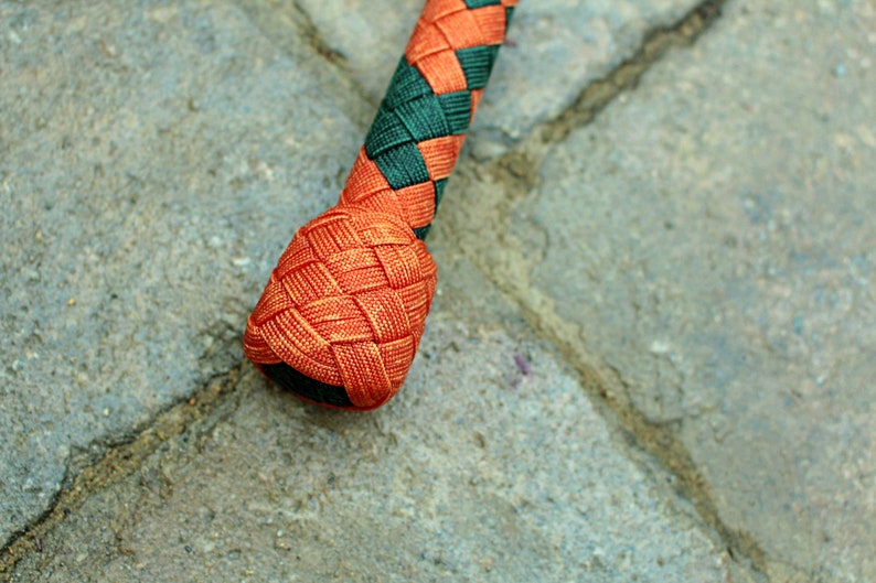 6/' Bullwhip 06 Feet 16 Plait Nylon Paracord Orange and Emerald Green