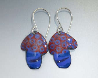 Psychedelic Mushroom earrings in purple and red