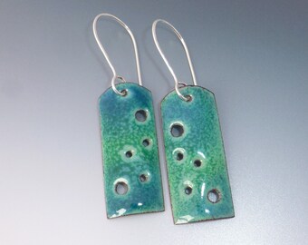 Green & Blue enameled earrings