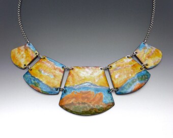 Pikes Peak and Garden of the Gods Enameled Necklace