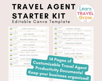 Travel Agent Starter Kit: Editable Canva Business Templates (Digital Download)