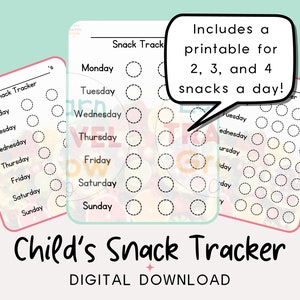 Child&#39;s Snack Tracker - Printable Digital Download