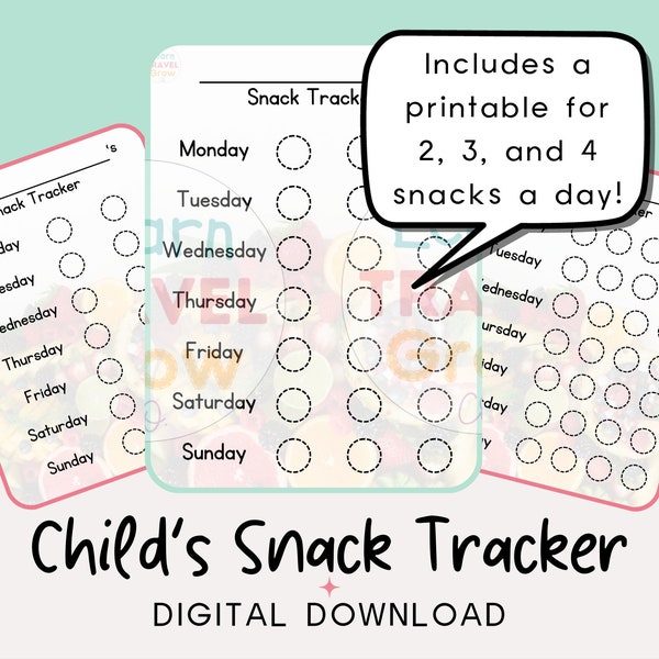 Child's Snack Tracker - Printable Digital Download