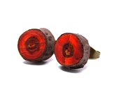 Holzohr plug Cabochon red-12 mm natural wood Astscheiben