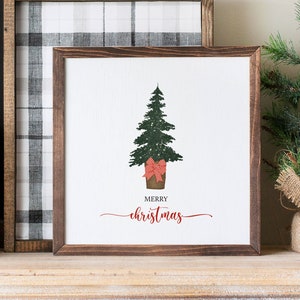 Merry Christmas Tree Illustration, Christmas printable, Christmas wall art