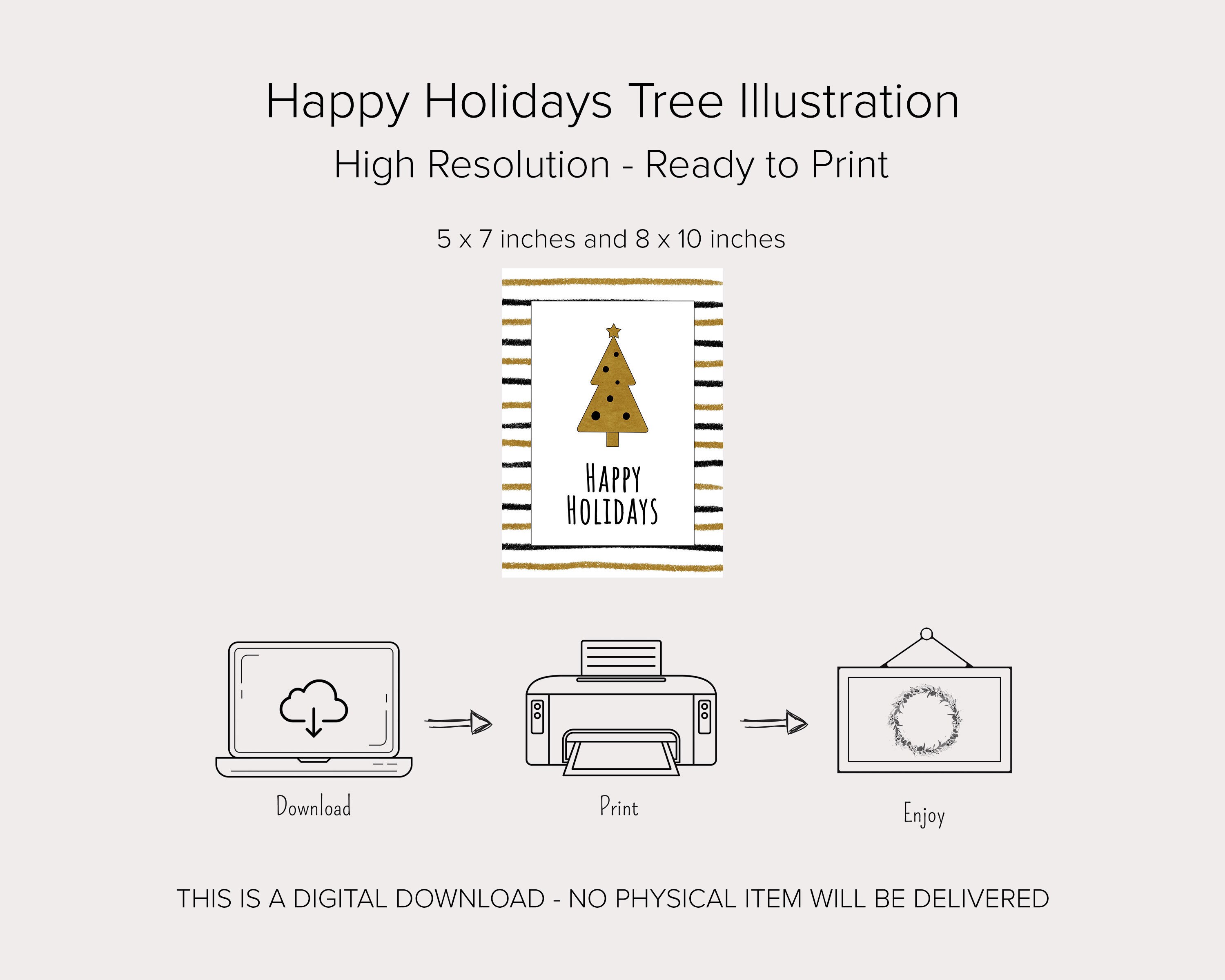 Happy Holidays Printable, Christmas Printable, DIY Wall Art, Christmas ...