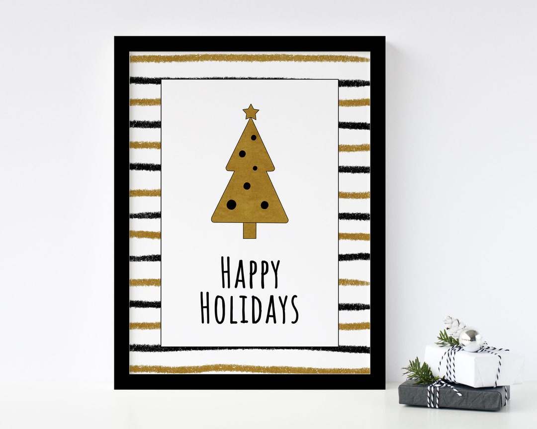 Happy Holidays Printable, Christmas Printable, DIY Wall Art, Christmas ...