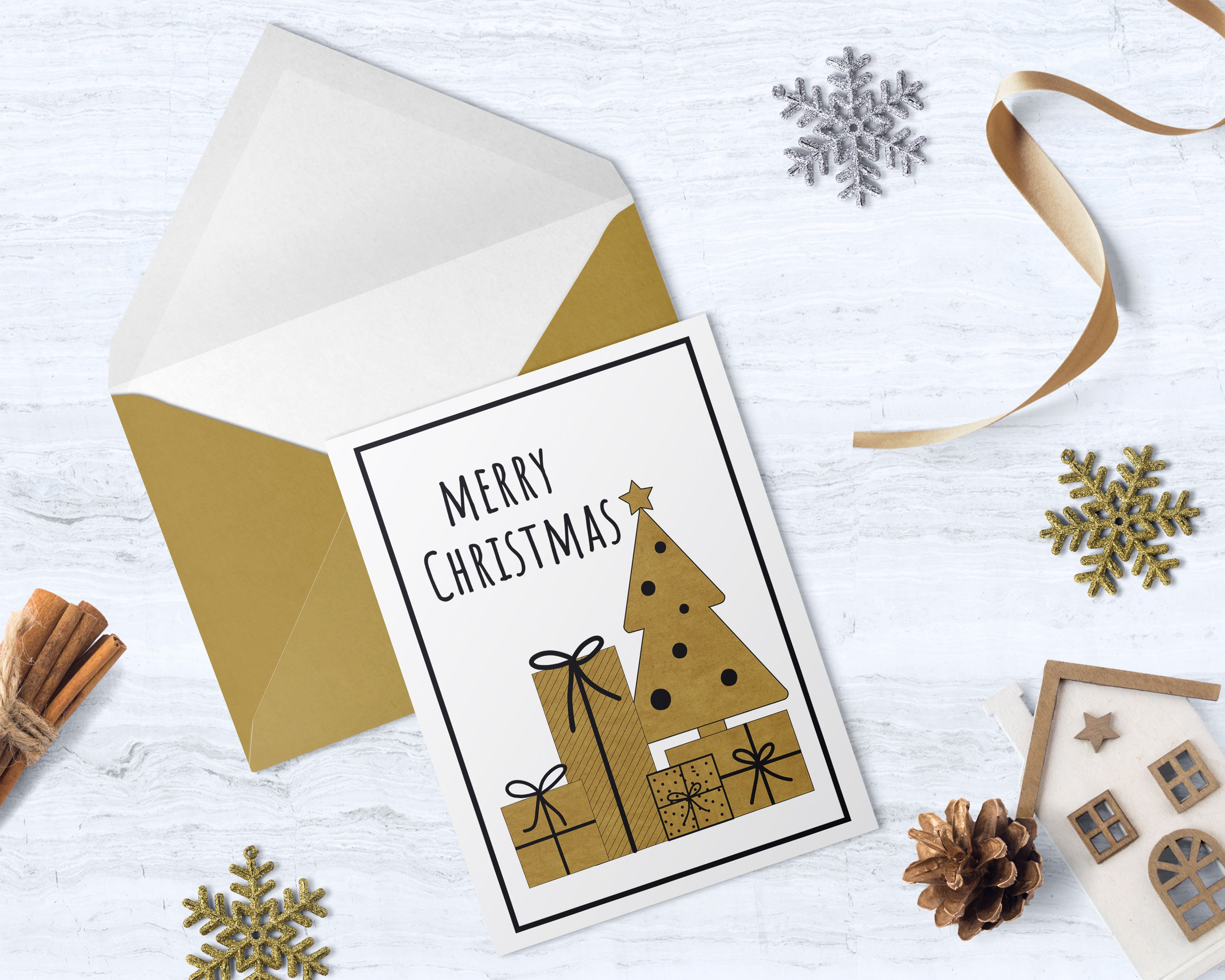 Christmas Printable Gold &amp; Black DIY Wall Art Christmas - Etsy