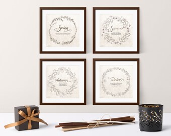 Four Seasons Floral Wreath Print Set (Digital Download)