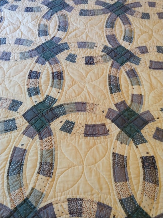 Double Wedding Ring Quilt Vintage 80 S Amish Made Etsy